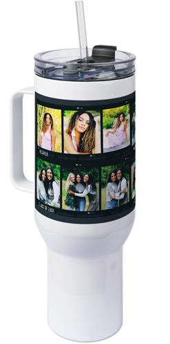 Grad Film Collage 40oz Tumbler with Handle, 40oz, Gray