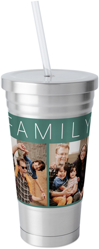 Gallery of Four Sentiment Stainless Tumbler with Straw, 18oz, Multicolor