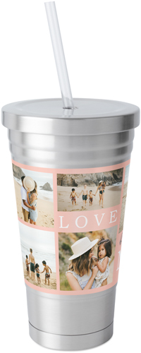 Moments With Mom Stainless Tumbler with Straw, 18oz, Pink