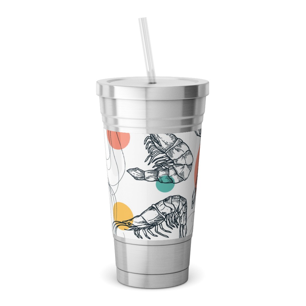 Fun Shrimp - Multi Stainless Tumbler with Straw, 18oz, Multicolor