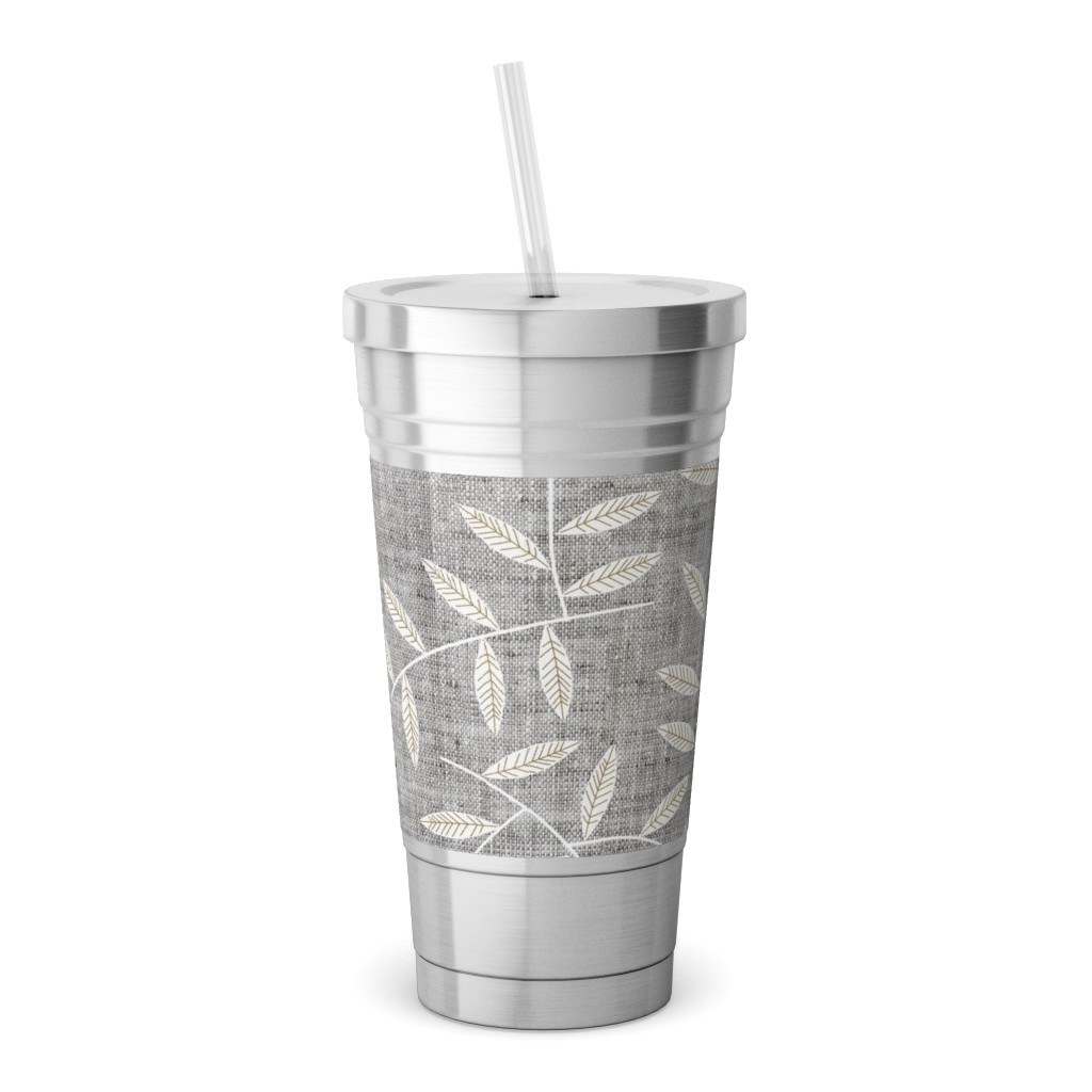 Darcy Stainless Tumbler with Straw, 18oz, Gray