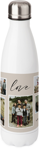 Love Frames Stainless Steel Water Bottle, 17oz, Stainless Steel Water Bottle, Beige