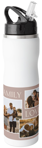 Family Sentiments Stainless Steel Water Bottle with Straw, 25oz, With Straw, Brown