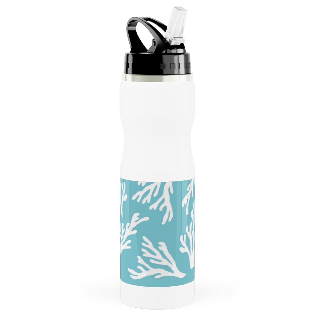 Coral - Turquoise Stainless Steel Water Bottle with Straw, 25oz, With Straw, Blue