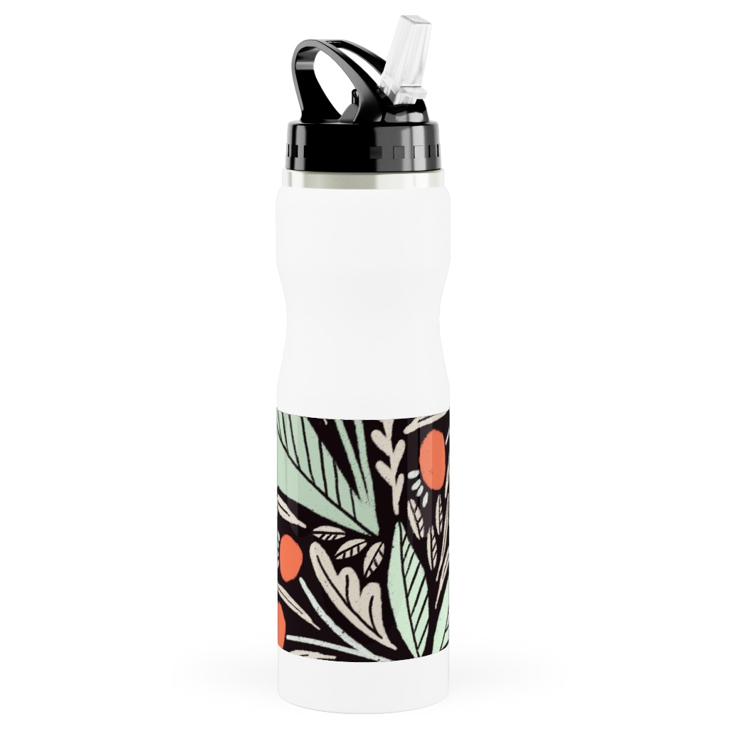 Astrid - Dark Stainless Steel Water Bottle with Straw, 25oz, With Straw, Multicolor