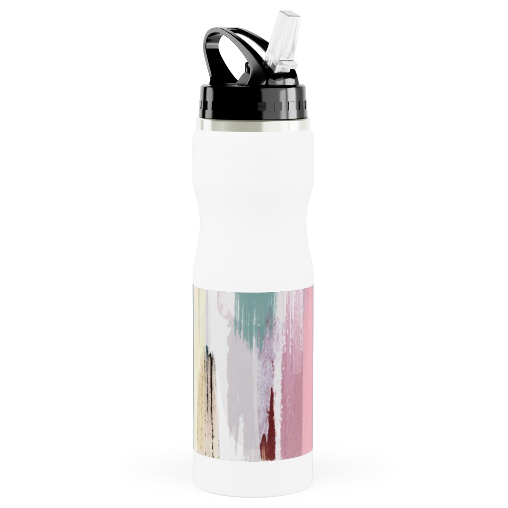Color Memories - Multi Pastel Stainless Steel Water Bottle with Straw, 25oz, With Straw, Multicolor