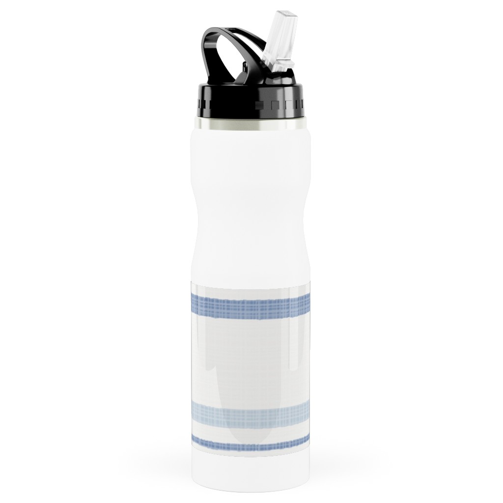 Double Anderson Stripe - Blue Stainless Steel Water Bottle with Straw, 25oz, With Straw, Blue, True Blue