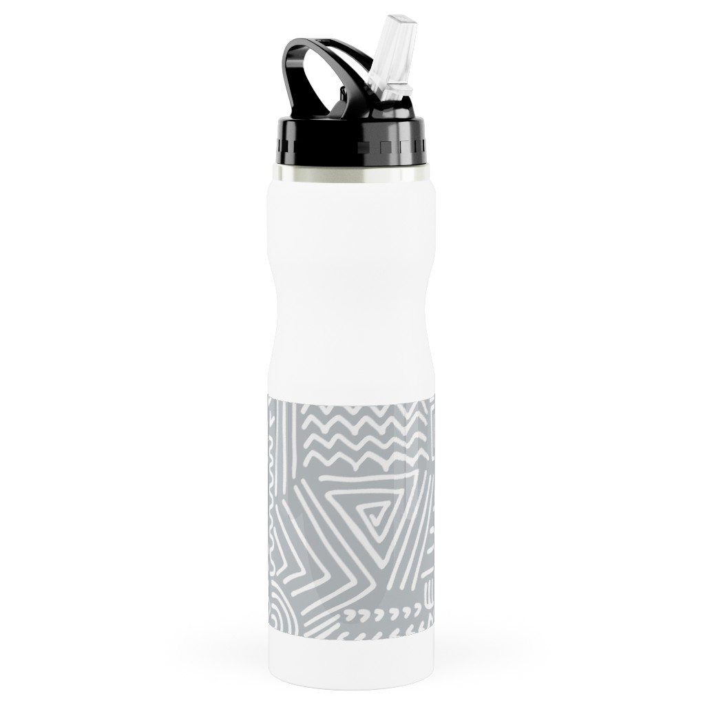 Spirited - Gray Stainless Steel Water Bottle with Straw, 25oz, With Straw, Gray, Gray