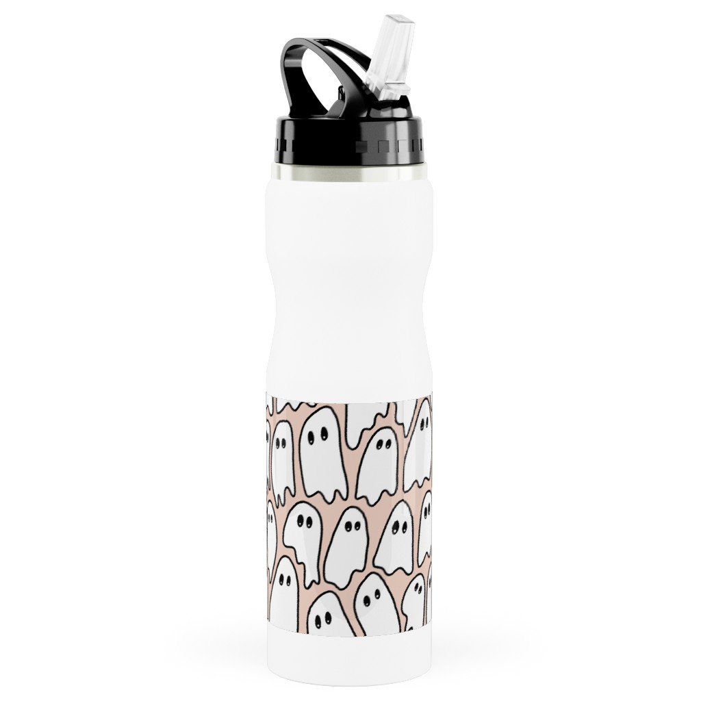 Ghosted Stainless Steel Water Bottle with Straw, 25oz, With Straw, Pink, Ballet Slipper