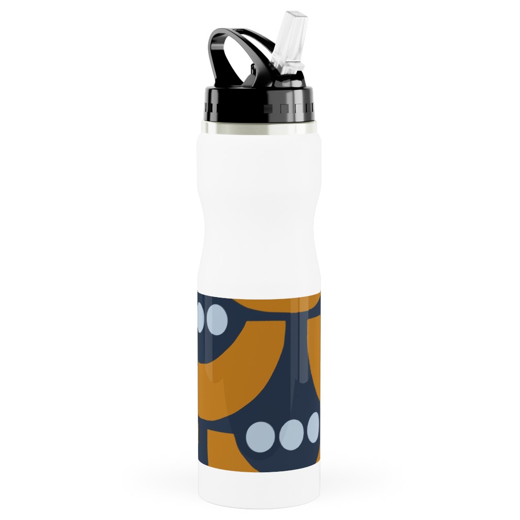 Tulip Stainless Steel Water Bottle with Straw, 25oz, With Straw, Blue