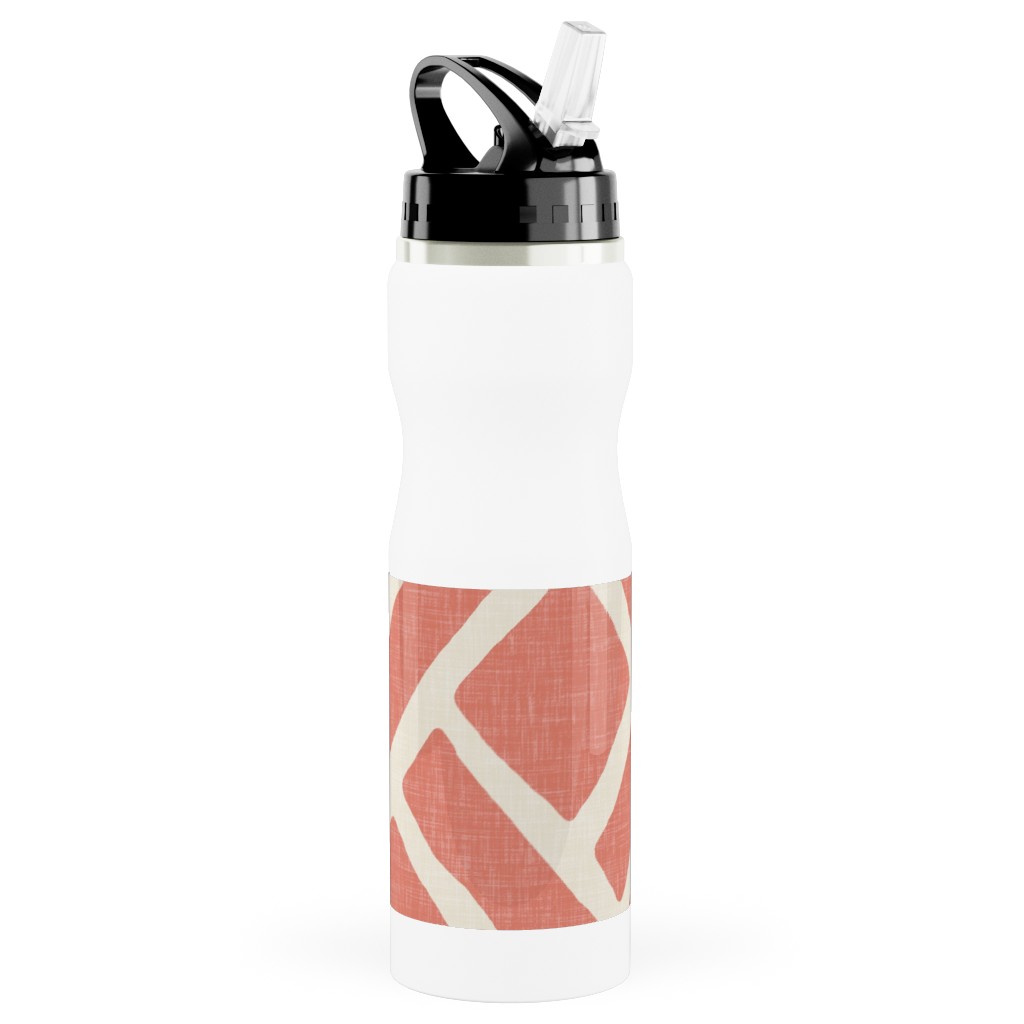 Savannah Trellis Stainless Steel Water Bottle with Straw, 25oz, With Straw, Pink, Pueblo