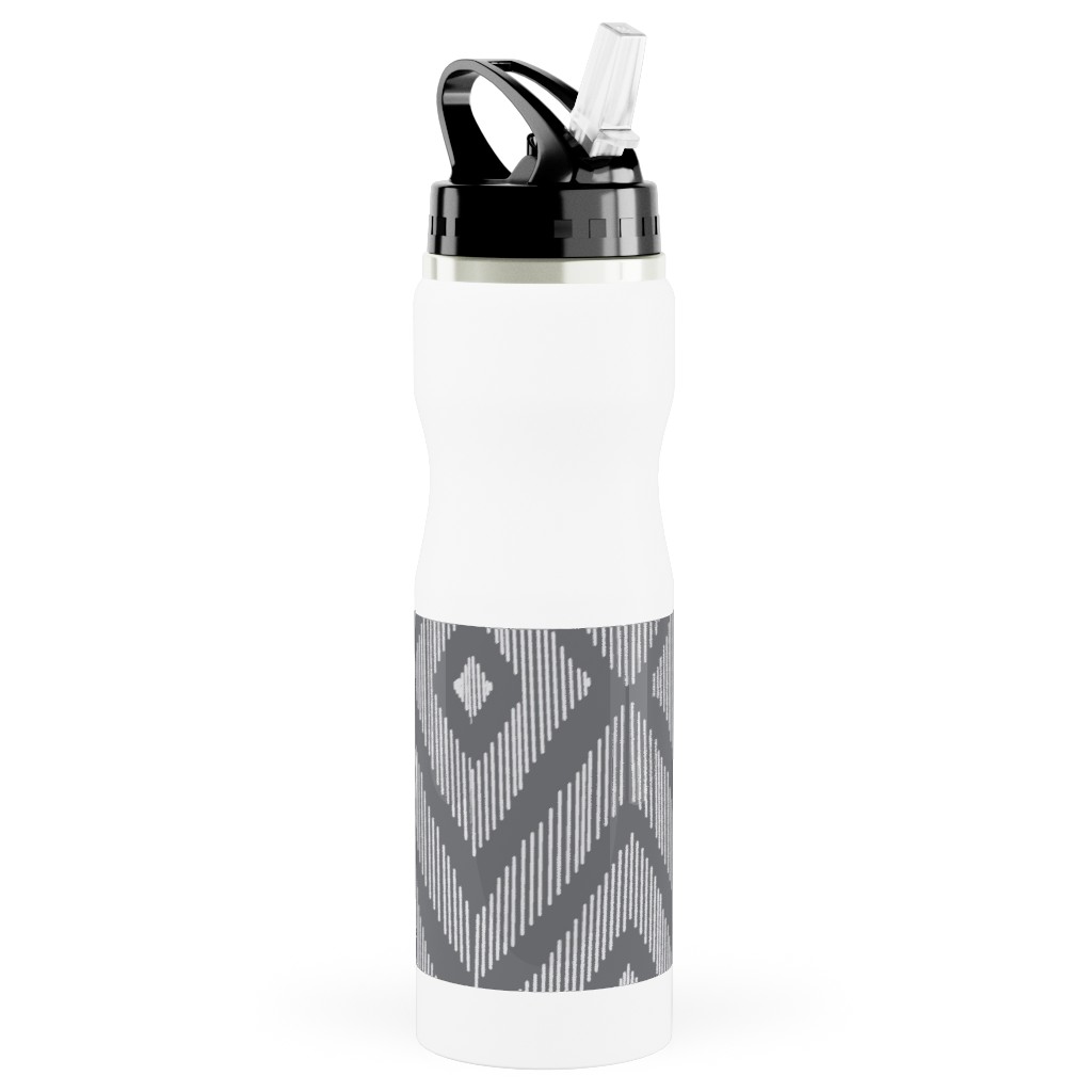 Ikat Stainless Steel Water Bottle with Straw, 25oz, With Straw, Gray