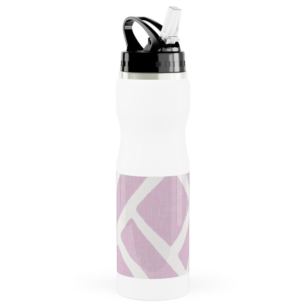 Savannah Trellis Stainless Steel Water Bottle with Straw, 25oz, With Straw, Purple