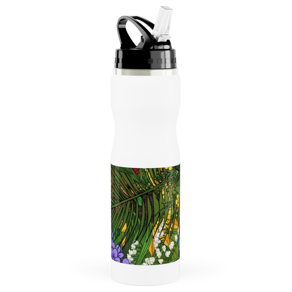 Botanic Garden Stainless Steel Water Bottle with Straw, 25oz, With Straw, Multicolor