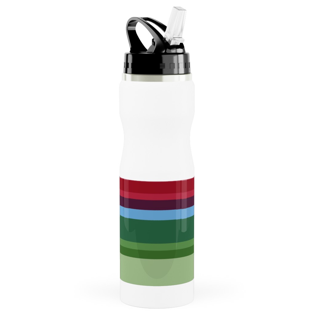 Rainbow Stripe Stainless Steel Water Bottle with Straw, 25oz, With Straw, Multicolor