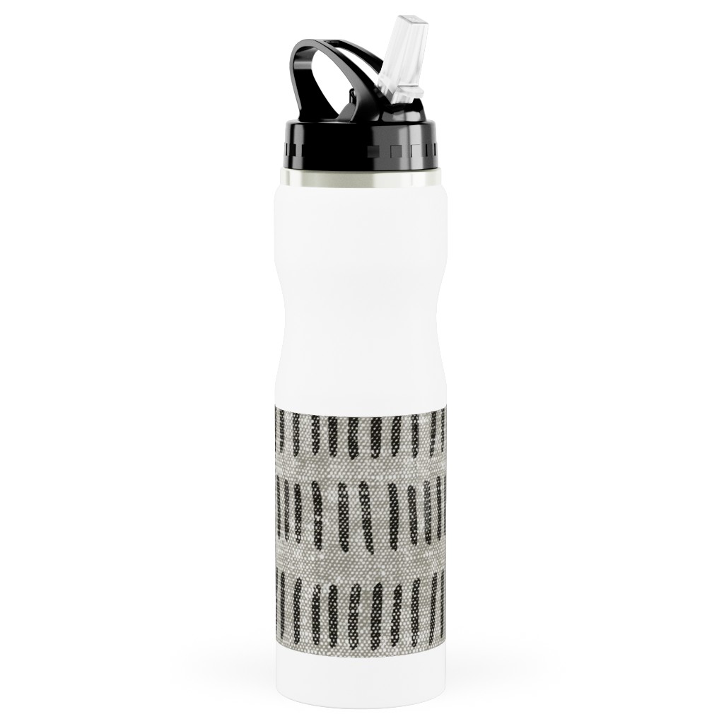 Modern Farmhouse Dash - Multi on Beige Stainless Steel Water Bottle with Straw, 25oz, With Straw, Gray, Gray