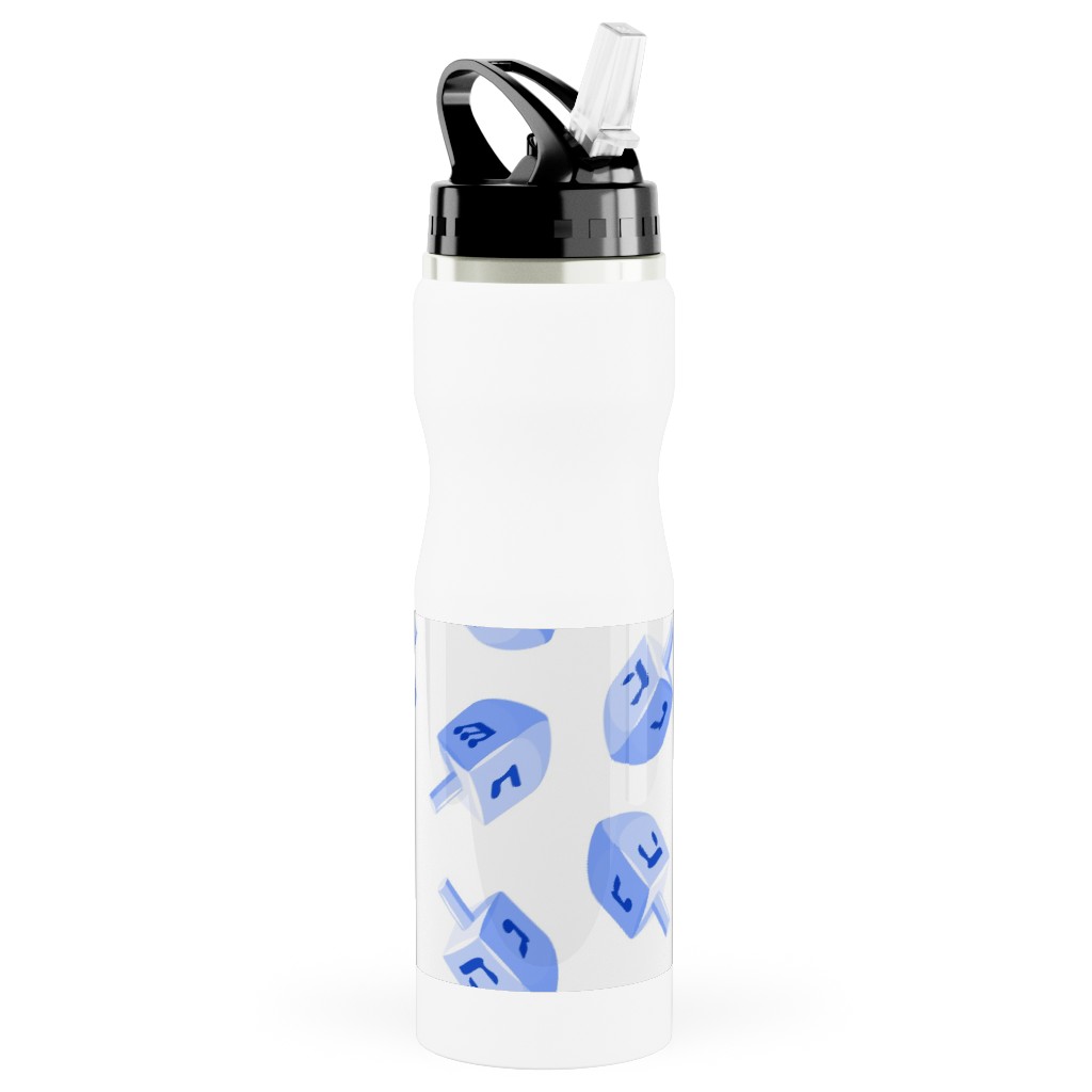 Dreidels Stainless Steel Water Bottle with Straw, 25oz, With Straw, Blue, Blue Bonnet