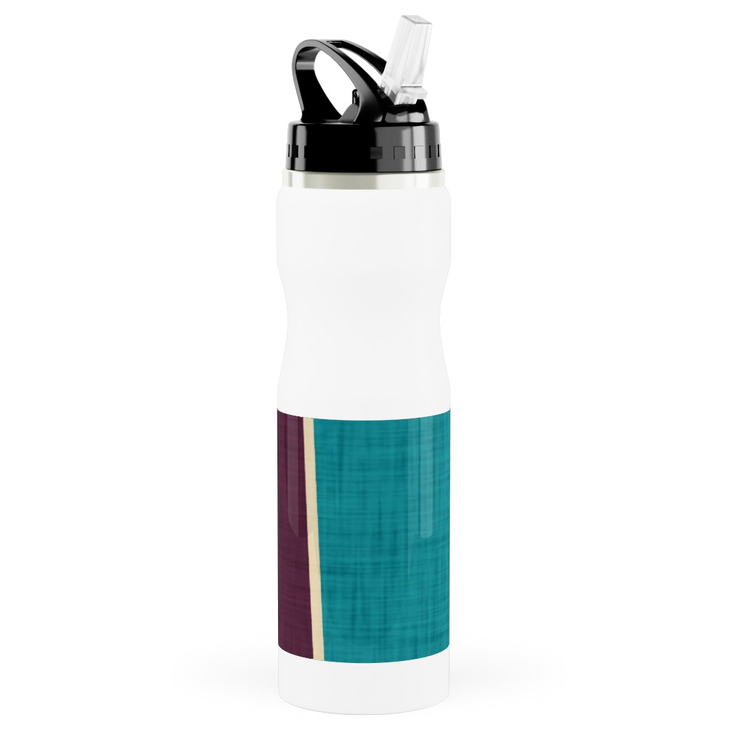 Mid Century Mod Retro Waves - Multi Stainless Steel Water Bottle with Straw, 25oz, With Straw, Multicolor