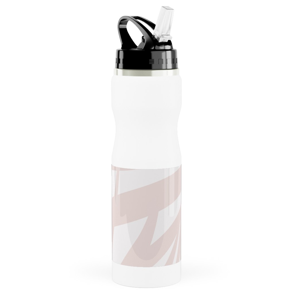Fronds - Petal Pink Stainless Steel Water Bottle with Straw, 25oz, With Straw, Pink, Bright Pink