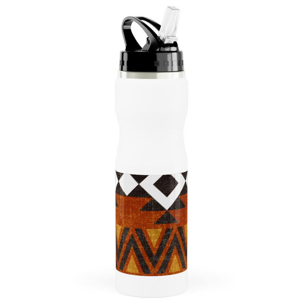 Modern Desert - Rust Stainless Steel Water Bottle with Straw, 25oz, With Straw, Orange, Orange
