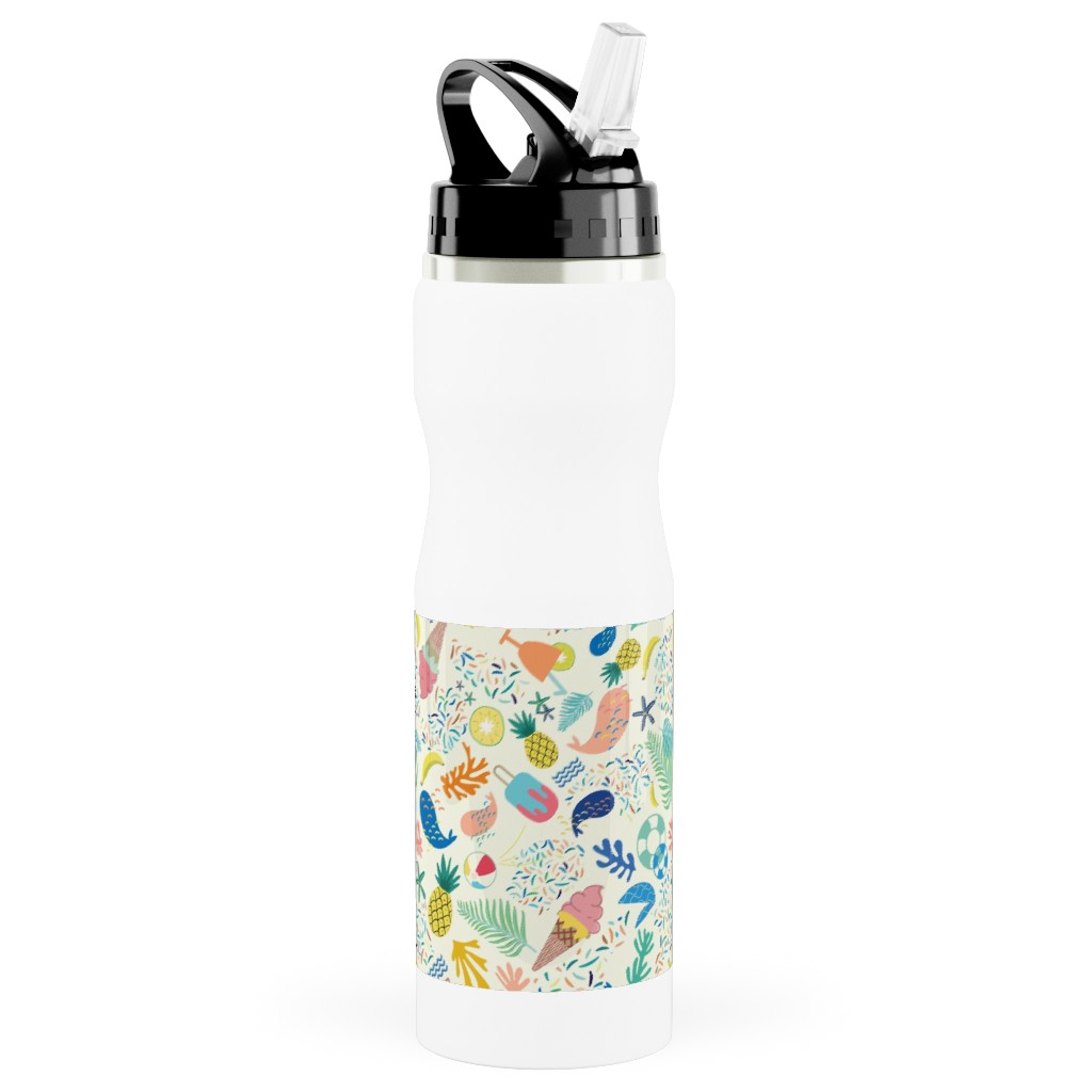 Ohlala Summer - Multi Stainless Steel Water Bottle with Straw, 25oz, With Straw, Multicolor