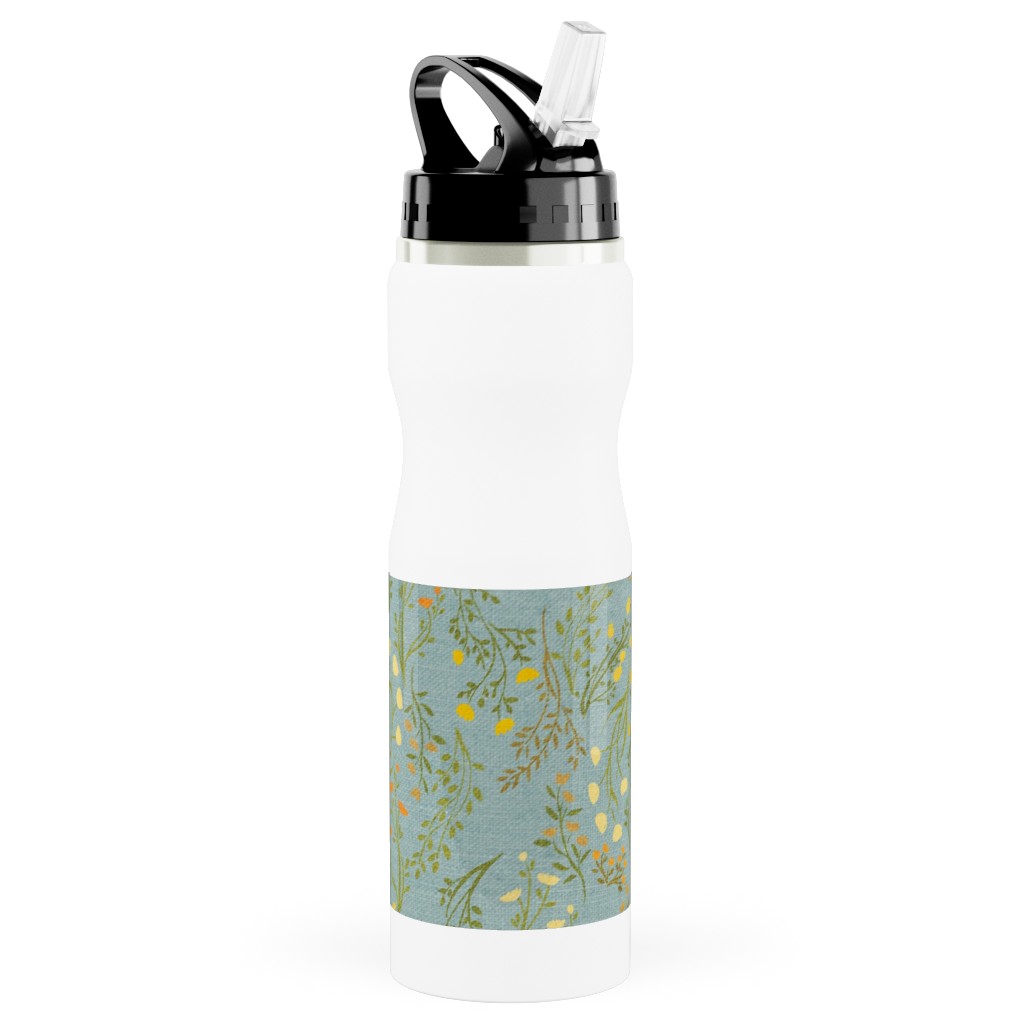 Summer Meadow Stainless Steel Water Bottle with Straw, 25oz, With Straw, Green