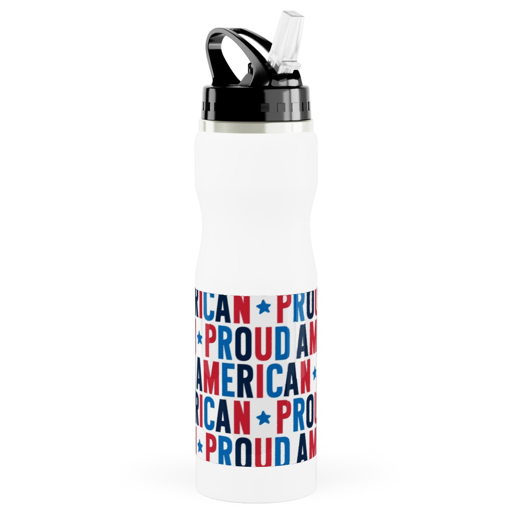Proud American - Red White and Blue Stainless Steel Water Bottle with Straw, 25oz, With Straw, Multicolor