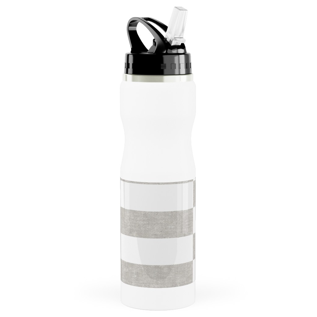 Tiles - Rectangles - Stone Stainless Steel Water Bottle with Straw, 25oz, With Straw, Gray, Gray