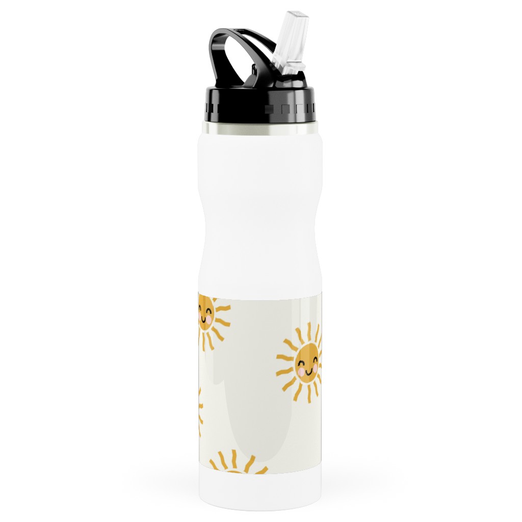Cute Sunshine - Yellow Stainless Steel Water Bottle with Straw, 25oz, With Straw, Yellow