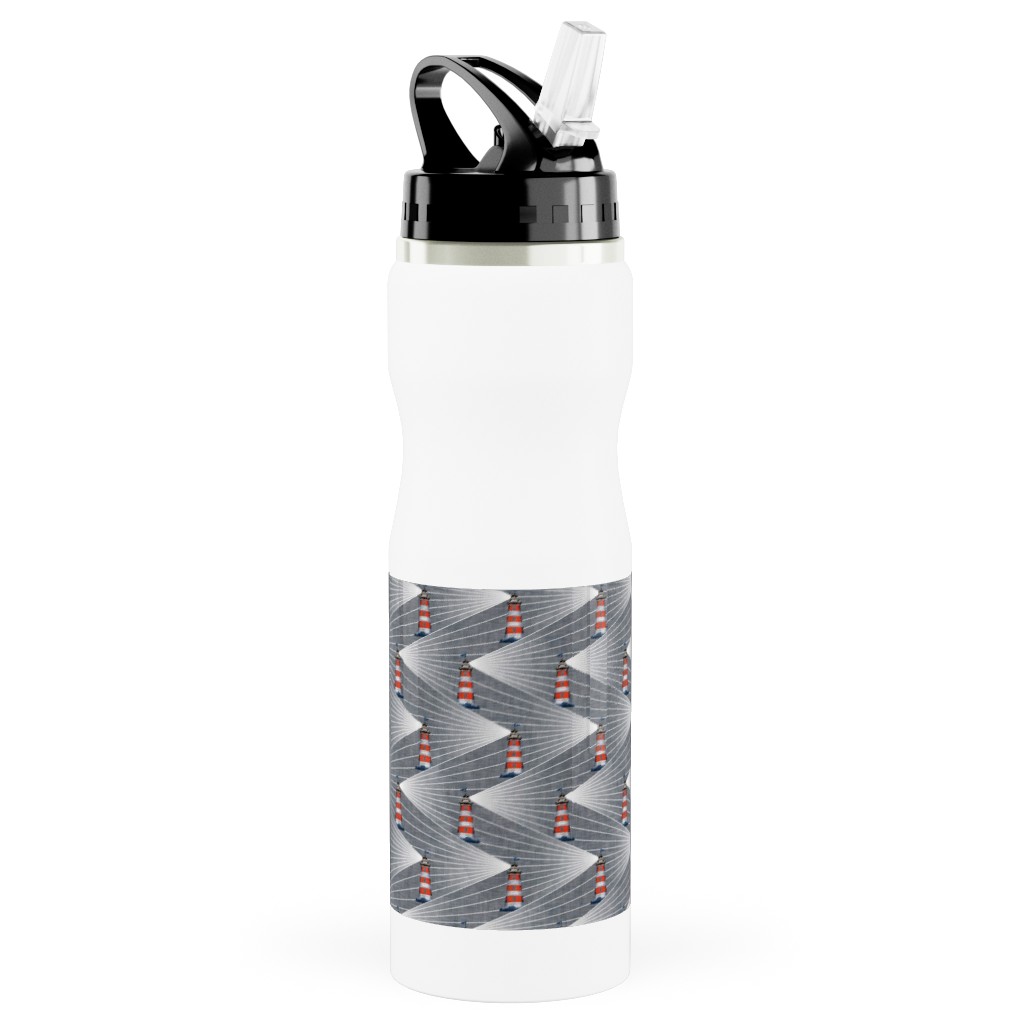 Land Ahoy Stainless Steel Water Bottle with Straw, 25oz, With Straw, Gray