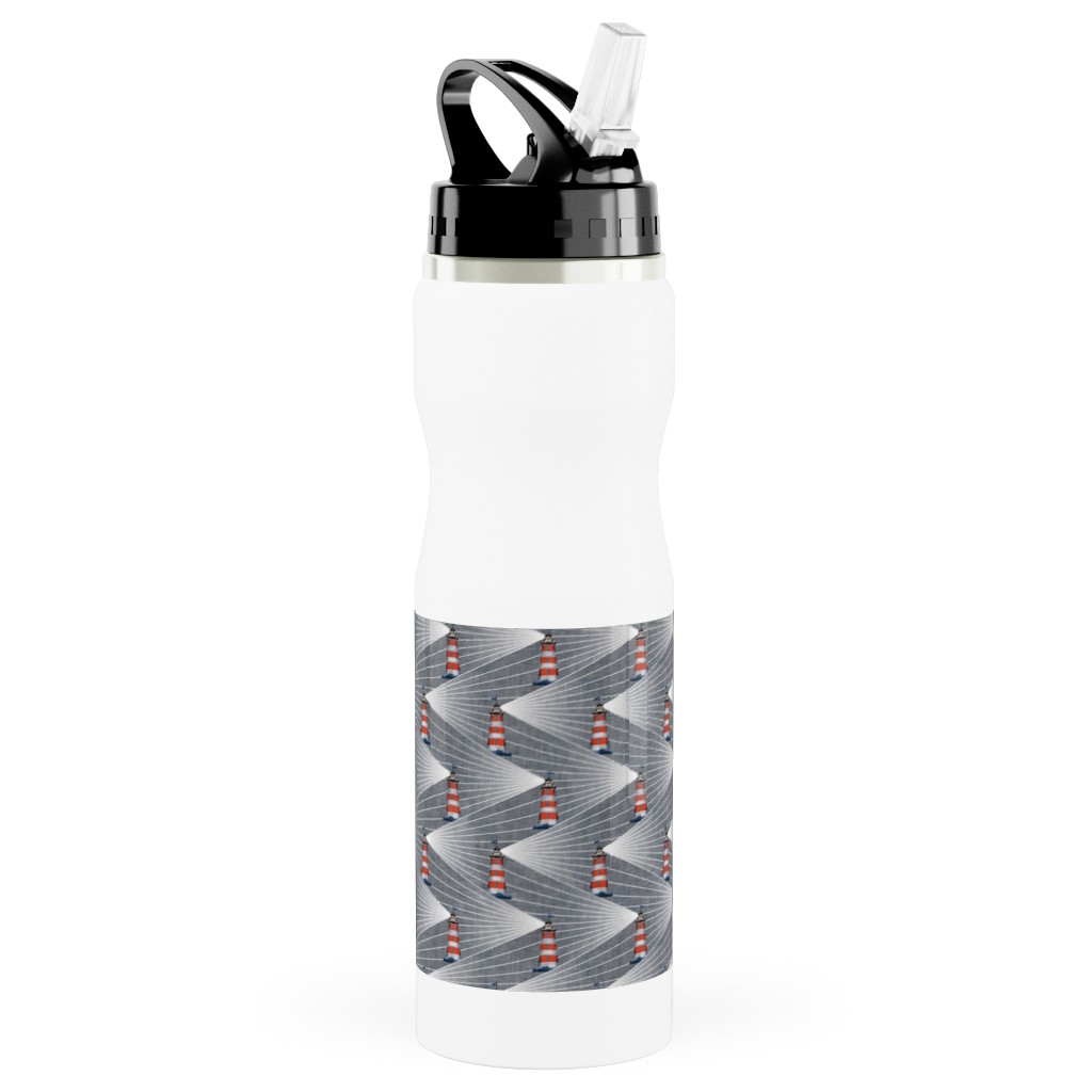Land Ahoy Stainless Steel Water Bottle with Straw, 25oz, With Straw, Gray, Gray