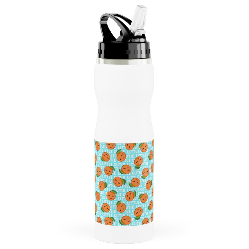 Little Cutie - Happy Oranges - Blue Travel Mug with Handle