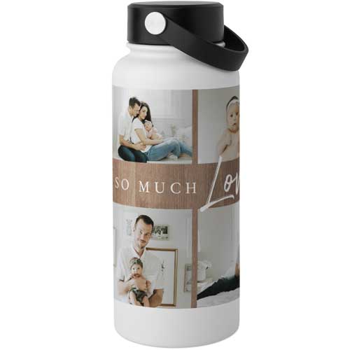 Rustic Tilt Love Stainless Steel Wide Mouth Water Bottle, 30oz, Wide Mouth, White, white