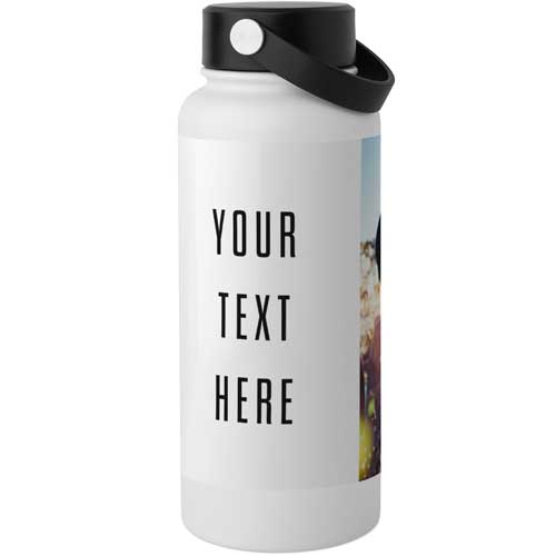Your Text Here Photo Stainless Steel Wide Mouth Water Bottle, 30oz, Wide Mouth, Multicolor