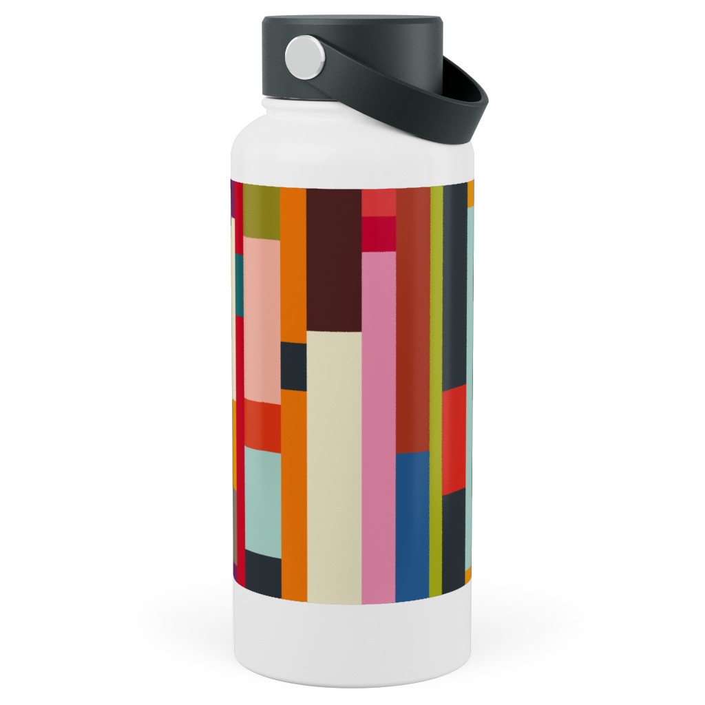 Solid Scraps - Multi Stainless Steel Wide Mouth Water Bottle, 30oz, Wide Mouth, Multicolor