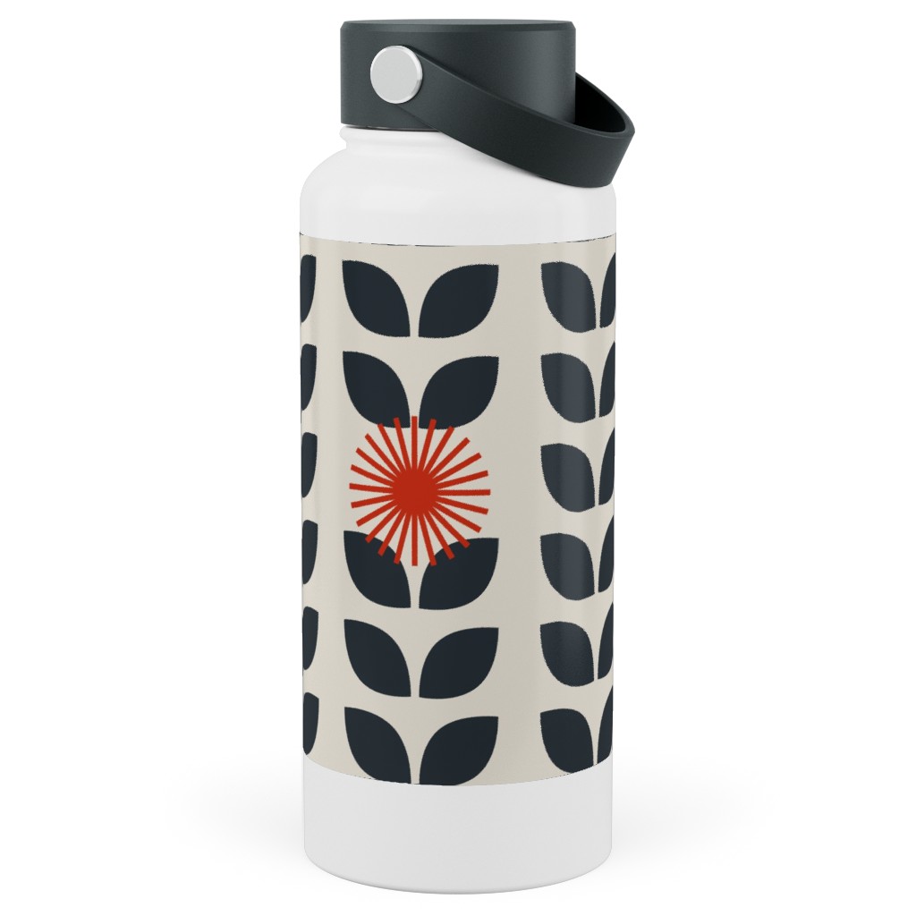 Scandinavian Climbing Vines - Neutral Stainless Steel Wide Mouth Water Bottle, 30oz, Wide Mouth, Beige, Pearl