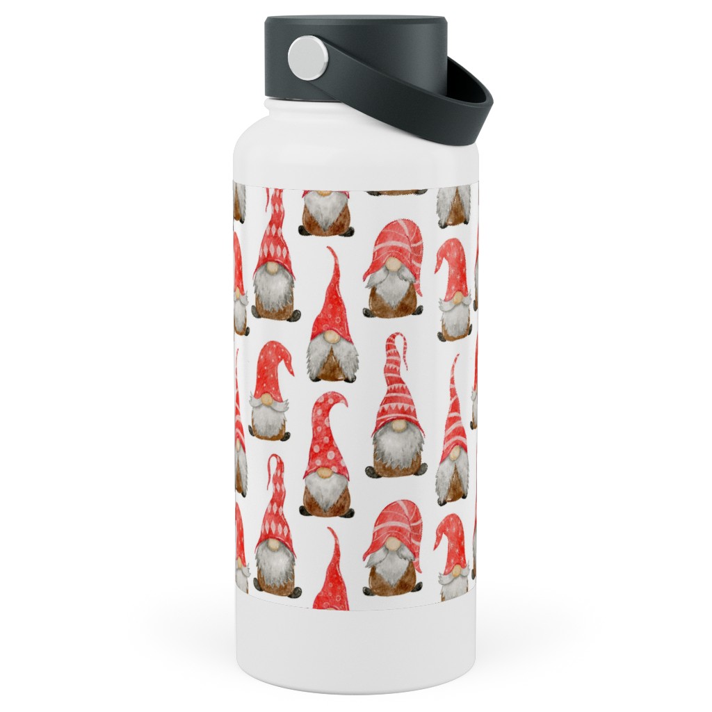 My Gnomes Stainless Steel Wide Mouth Water Bottle, 30oz, Wide Mouth, Red, Pearl