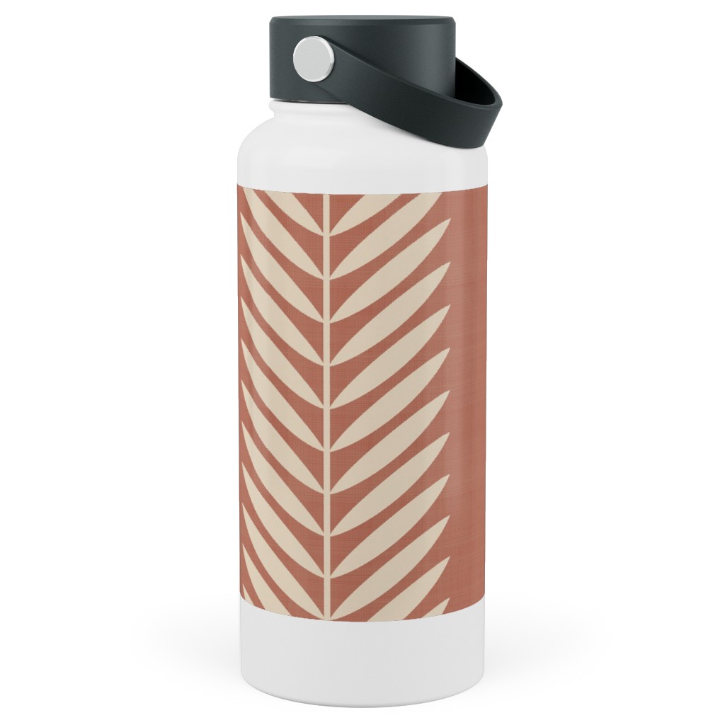 Laurel Leaf Stripe Stainless Steel Wide Mouth Water Bottle, 30oz, Wide Mouth, Pink, Nutmeg