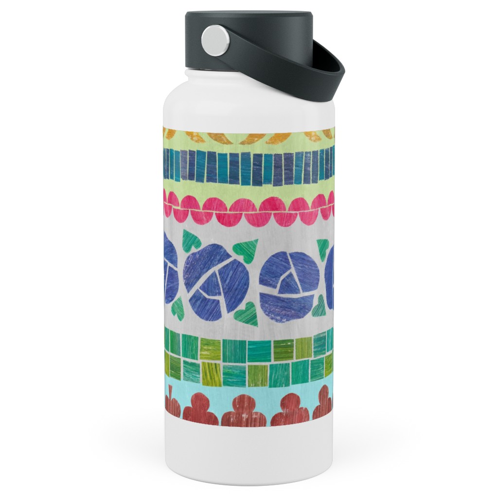 Abstract Wildflowers & Shapes - Multi Stainless Steel Wide Mouth Water Bottle, 30oz, Wide Mouth, Multicolor