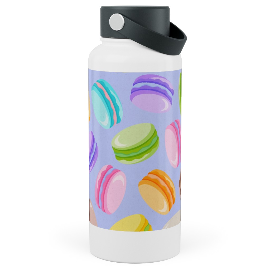 Pastel Macarons - Lavender Stainless Steel Wide Mouth Water Bottle, 30oz, Wide Mouth, Purple