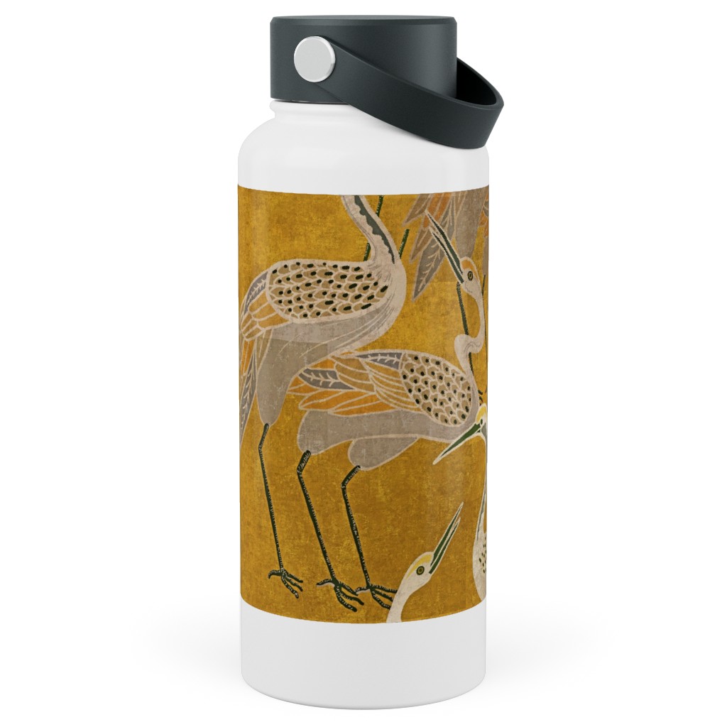 Deco Cranes - Golden Hour Stainless Steel Wide Mouth Water Bottle, 30oz, Wide Mouth, Yellow