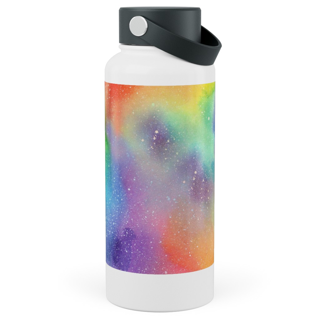 Watercolor Rainbow - Multi Stainless Steel Wide Mouth Water Bottle, 30oz, Wide Mouth, Multicolor