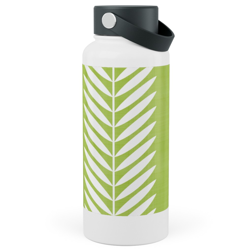 Laurel Leaf Stripe Stainless Steel Wide Mouth Water Bottle, 30oz, Wide Mouth, Green, Julep