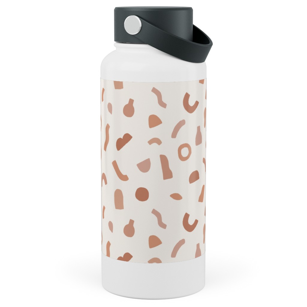 Organic Cut Shapes - Kaolin Clay Stainless Steel Wide Mouth Water Bottle, 30oz, Wide Mouth, Beige, Pearl