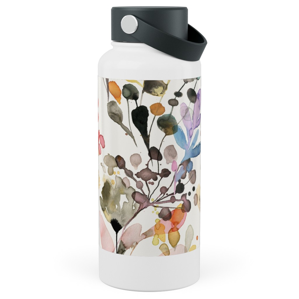 Wild Grasses - Multi Stainless Steel Wide Mouth Water Bottle, 30oz, Wide Mouth, Multicolor