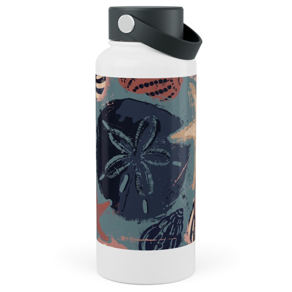 Seashells Stainless Steel Wide Mouth Water Bottle, 30oz, Wide Mouth, Multicolor, Metal