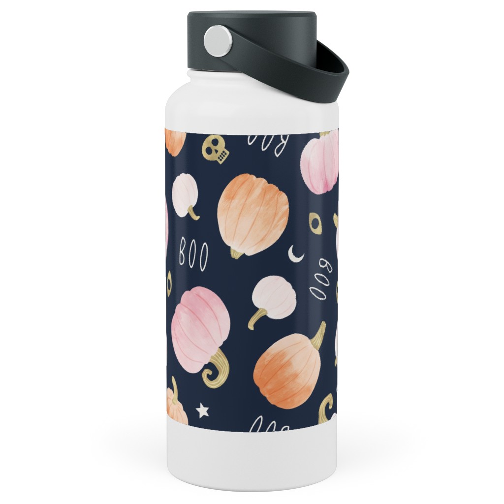 Pastel Pumpkins Halloween Party Boo Stainless Steel Wide Mouth Water Bottle, 30oz, Wide Mouth, Orange, Orange