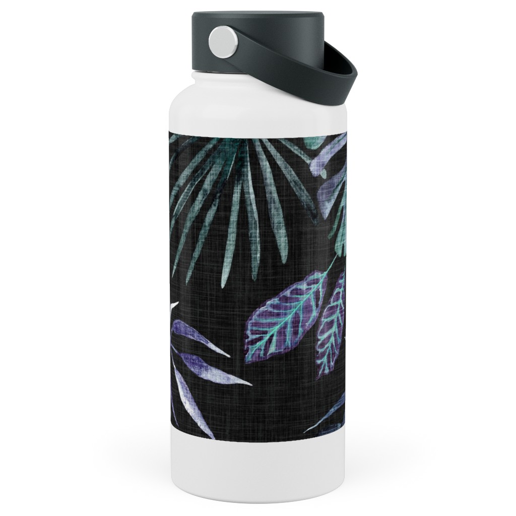 Phantasmagorial Jungle Stainless Steel Wide Mouth Water Bottle, 30oz, Wide Mouth, Black
