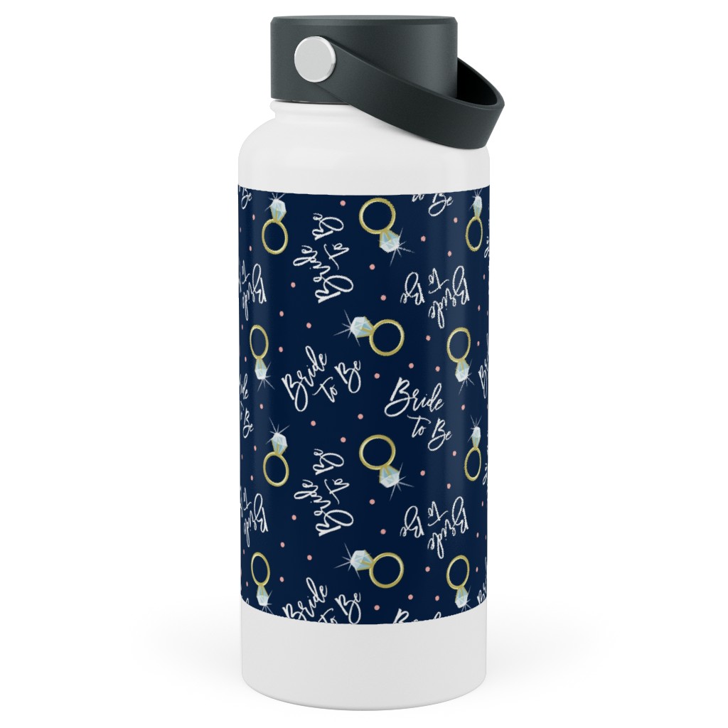 Bride To Be - Navy Stainless Steel Wide Mouth Water Bottle, 30oz, Wide Mouth, Blue