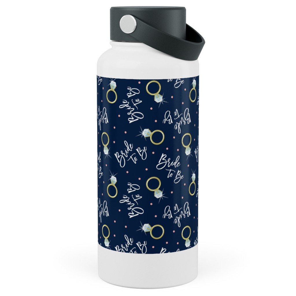 Bride To Be - Navy Stainless Steel Wide Mouth Water Bottle, 30oz, Wide Mouth, Blue, True Blue